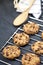 Baking grid with chokolate cookies