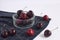 Baking mold and checkered black napkin Ripe cherries Minimal Pic