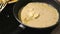 Baking pancakes crepes in a pan. timelapse video.