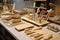 baking and pastry tools display, with rolling pins, cutters, and other kitchen gadgets on show