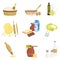 Baking Process And Kitchen Equipment Set Of Isolated Items