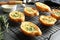 Baking rack with tasty homemade garlic bread