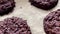 Baking sweet chocolate oat bisquits in the oven, homemade food recipe, slow motion