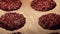 Baking sweet chocolate oat bisquits in the oven, homemade food recipe, slow motion