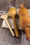 Baking utensils lying on the jute fabric