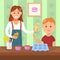 Baking Workshop Flat Color Vector Illustration