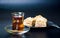 Baklava slices and tea. Arabian dessert