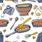 Bakng recipe pattern. Seamless pattern with pancakes recipe.