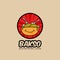 Bakso meatball bowl restaurant logo icon with full of noodle and smile face
