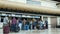 Baku, Azerbaijan, 20-05-2019: Passengers are standing in line waiting passport control on flight in airport terminal.