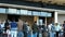 Baku, Azerbaijan, 20-05-2019: Passengers are standing in line waiting passport control on flight in airport terminal.