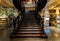 Baku, Azerbaijan - April 13, 2019: View on the stairs inside Baku Book center Bookstore - famous book shop in Baku