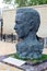 Baku, Azerbaijan - April 25, 2017: Sculpture head of Aliaga Vahid in Old City of Baku. Vahid was Azerbaijani poet, known for
