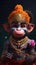 bal hanuman cartoon style on dark background generative AI