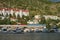 Balaklava Bay with buildings and yachts on the background of the mountains