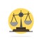 Balance, Court, Judge, Justice, Law, Legal, Scale, Scales Abstract Circle Background Flat color Icon