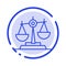 Balance, Court, Judge, Justice, Law, Legal, Scale, Scales Blue Dotted Line Line Icon