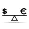 Balance dollar harmony vector icon shadow background. Business flat symbol vector illustration