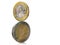 Balance euro coins one up to other balancing economy price jobs management - 3d rendering