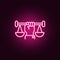 Balance, hand neon icon. Elements of Law & Justice set. Simple icon for websites, web design, mobile app, info graphics