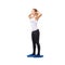 Balance, health and fitness with woman on disk in studio for workout, mindfulness or exercise. Wellness, challenge and