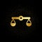 balance, justice, scales gold icon. Vector illustration of golden particle background