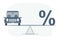 Balance Between Percentage Symbol And Car On Seesaw