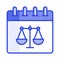 Balance scale on calendar concept vector of law, constitution day icon design