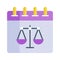 Balance scale on calendar concept vector of law, constitution day icon design