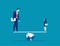 Balance. Small and Large business balancing on seesaw. Concept business vector illustration