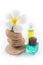 The balance stones with Frangipani flower, shampoo