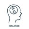 Balance, Wellness, Harmony Line Icon. Yin Yang Sign in Human Head Linear Pictogram. Meditation for Balance Outline Sign