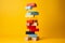 Balance wooden brick toy wood school play build education block stack concept