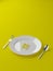 Balanced diet concept - fats carbs and protein on white plate color background - 3d illustration