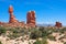 Balanced Rock formation in the Arches National Park, Utah, USA. Bizzare geological shapes in the desert of American