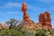 Balanced Rock formation in the Arches National Park, Utah, USA. Bizzare geological shapes in the desert of American