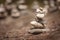 Balancing cairns in the forest