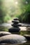 Balancing pebble stones background. Calm mediation and relaxation in Zen garden. Generative Ai