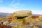Balancing rock on Curbar Edge in the Derbyshire Peak District