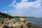 A balancing rock on Kennington cove beach near the fortress of Louisbourg on Cape Breton island