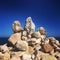 Balancing rocks against Blue Ocean and sky backdrop