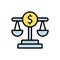 Balancing scale, judge icon. Simple color with outline vector elements of economy icons for ui and ux, website or mobile