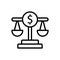 Balancing scale, judge icon. Simple line, outline vector elements of economy icons for ui and ux, website or mobile application