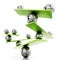 Balancing spheres standing in balance on seesaws. 3D illustration