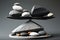 Balancing stones on grey background, Generative AI