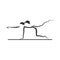 Balancing table yoga pose Dandayamana Bharmanasana: silhouette of a young girl in a side view made from thin lines, black and