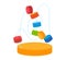 Balancing toy with colorful blocks on loops. Kids educational toy, balance concept, and playful learning vector