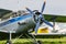 Balashikha, Moscow region, Russia - May 25, 2019: Pilots cabin and engine with four blade propeller of soviet aircraft biplane