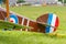 Balashikha, Moscow region, Russia - May 25, 2019: Tail and wing of restored aircraft of first world war closeup at aviation