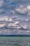 Balaton Lake in Siofok, Hungary. Dramatic Cloudy sky and blue, tourquise water